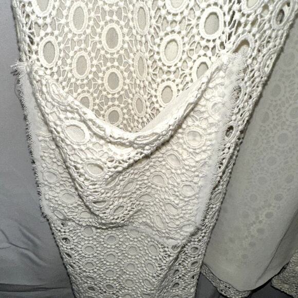Zara Women Cream Lace Studded Collar open front long duster cardigan Size Small - Picture 5 of 7